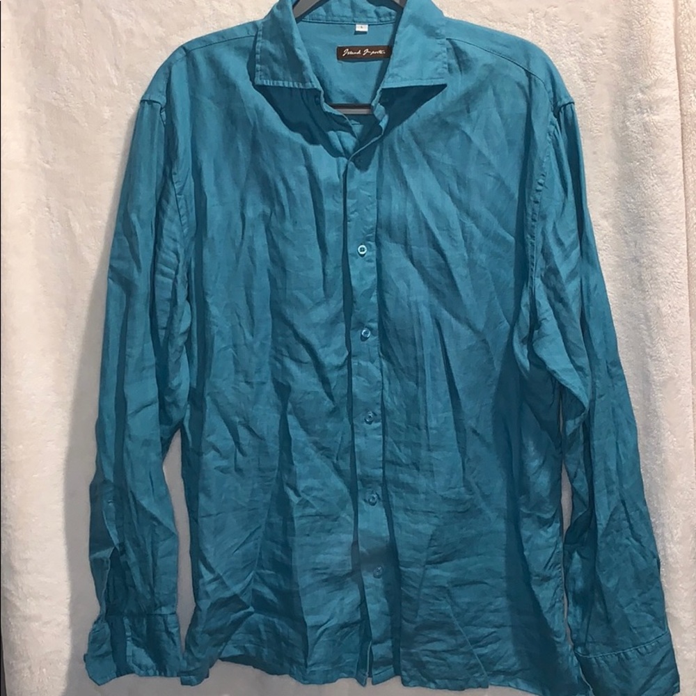 Men’s Blue Linen Island Importer Long-Sleeve Shirt